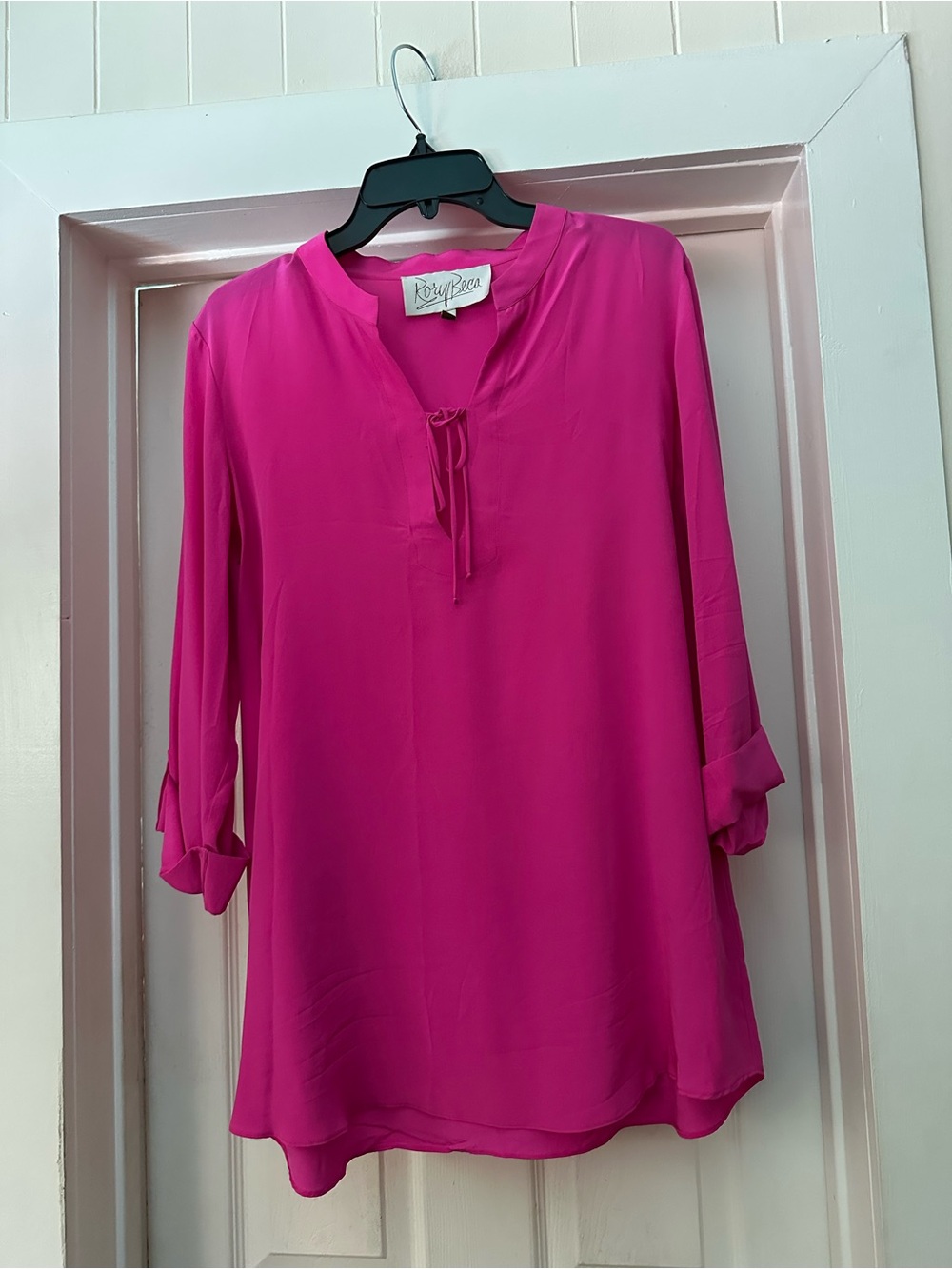 Rory Beca Hot Pink Silk Tie-Front Tunic